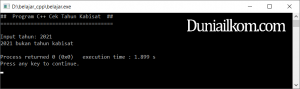 Latihan Kode Program C++ Cek Tahun Kabisat