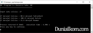 Latihan Kode Program C++ Konversi Suhu