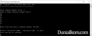 Latihan Kode Program C++ Mencari Nilai Rata-rata Array