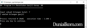 Latihan Kode Program C++ Menentukan Bilangan Ganjil Genap