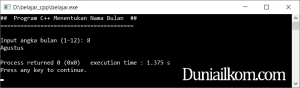 Latihan Kode Program C++ Menentukan Nama Bulan (1)