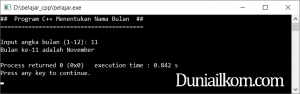 Latihan Kode Program C++ Menentukan Nama Bulan (2)