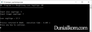 Latihan Kode Program C++ Menghitung Luas Segitiga