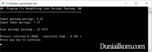 Latihan Kode Program Cpp - Menghitung Luas Persegi Panjang