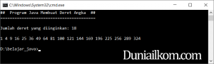 Latihan Kode Program Java - Membuat Deret Angka