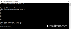 Latihan Kode Program Java - Pencarian Data Array (Searching)