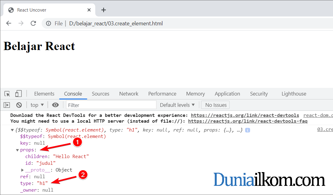 Tutorial React JS - Cara Membuat React Element