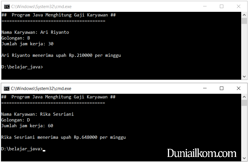 Latihan Kode Program Java - Menghitung Gaji Karyawan