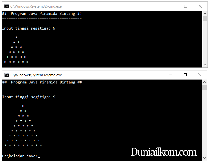 Latihan Kode Program Java - Piramida Bintang