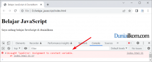 Pengertian dan Cara Membuat Konstanta JavaScript - Error