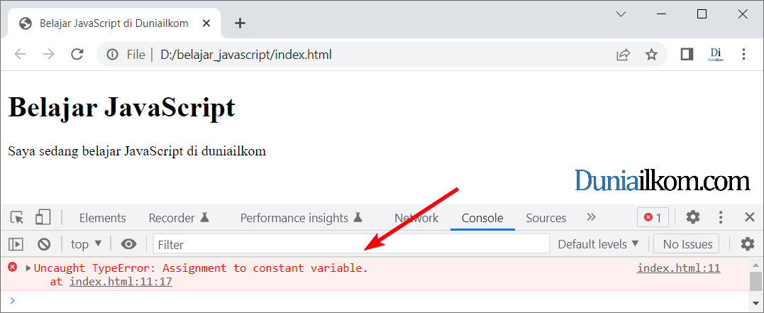 Pengertian dan Cara Membuat Konstanta JavaScript - Error