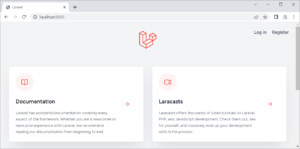 Halaman awal Laravel 10 di localhost 8000