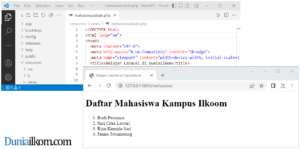 Hasil mengakses view di Laravel