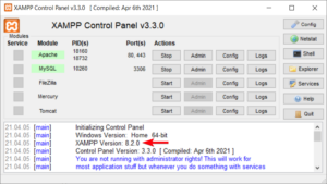 Jalankan Apache dan MySQL dari XAMPP Control Panel - PHP 8.2