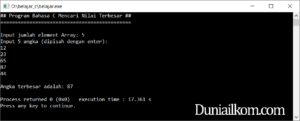 Latihan Kode Program Bahasa C Mencari Nilai Terbesar Array