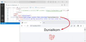 Modifikasi file view welcome bawaan Laravel Duniailkom