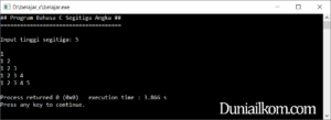 Latihan Kode Program Bahasa C - Membuat Segitiga Angka (2)