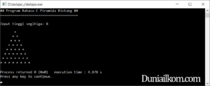 Latihan Kode Program Bahasa C - Piramida Bintang