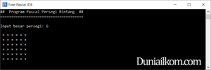 Latihan Kode Program Pascal - Membuat Persegi Bintang
