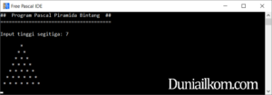 Latihan Kode Program Pascal - Membuat Piramida Bintang