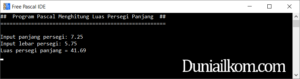 Latihan Kode Program Pascal - Menghitung Luas Persegi Panjang
