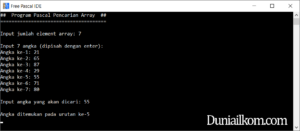 Latihan Kode Program Pascal - Pencarian Data Array (Searching)