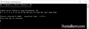 Latihan Kode Program C++ - Membuat Deret Fibonacci