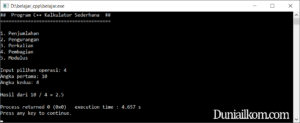 Latihan Kode Program C++ - Membuat Kalkulator Sederhana