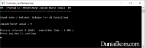 Latihan Kode Program C++ - Menghitung Jumlah Huruf Vokal