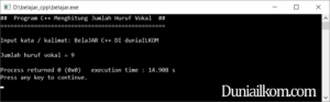Latihan Kode Program C++ - Menghitung Jumlah Huruf Vokal Besar Kecil