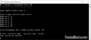 Latihan Kode Program C++ - Penjumlahan Array