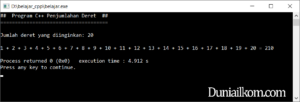 Latihan Kode Program C++ - Penjumlahan Deret Angka