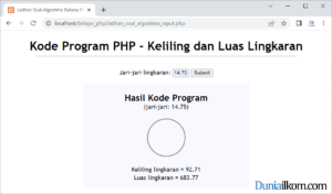 Latihan Kode Program PHP - Menghitung Keliling dan Luas Lingkaran dengan Form Input