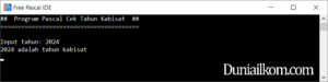 Latihan Kode Program Pascal - Cek Tahun Kabisat