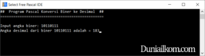 Latihan Kode Program Pascal - Konversi Bilangan Biner ke Desimal