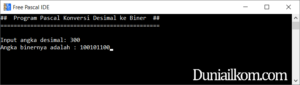 Latihan Kode Program Pascal - Konversi Bilangan Desimal ke Biner