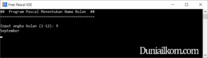 Latihan Kode Program Pascal - Menentukan Nama Bulan