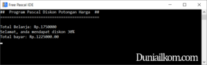 Latihan Kode Program Pascal - Menghitung Diskon Potongan Harga