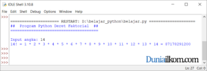 Latihan Kode Program Python - Membuat Deret Faktorial