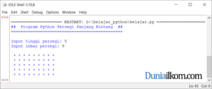 Latihan Kode Program Python - Membuat Persegi Panjang Bintang