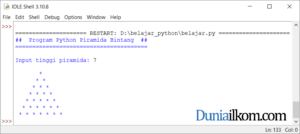 Latihan Kode Program Python - Membuat Pola Piramida Bintang