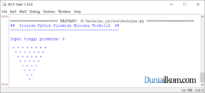 Latihan Kode Program Python - Membuat Pola Piramida Bintang Terbalik