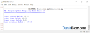 Latihan Kode Program Python - Menghitung Luas Balok
