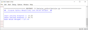 Latihan Kode Program Python - Menghitung Luas Belah Ketupat
