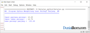 Latihan Kode Program Python - Menghitung Luas Persegi Panjang