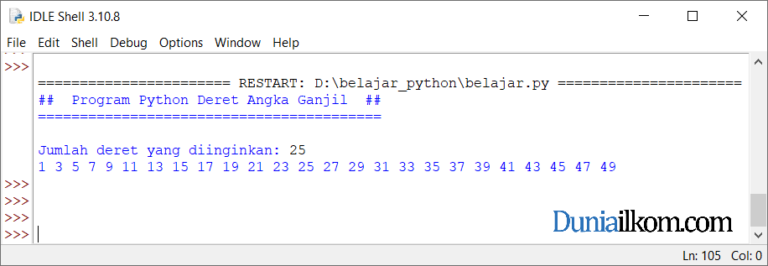 Latihan Kode Program Python: Deret Angka Ganjil Genap