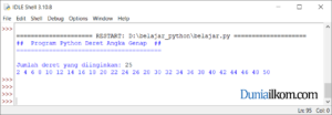 Latihan Kode Program Python - Deret Angka Genap
