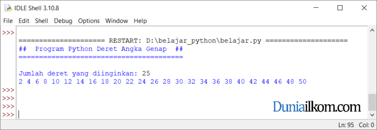 Latihan Kode Program Python: Deret Angka Ganjil Genap