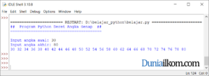 Latihan Kode Program Python - Deret Angka Genap dengan Jangkauan