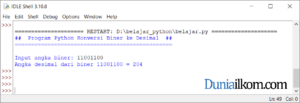 Latihan Kode Program Python - Konversi Bilangan Biner ke Desimal
